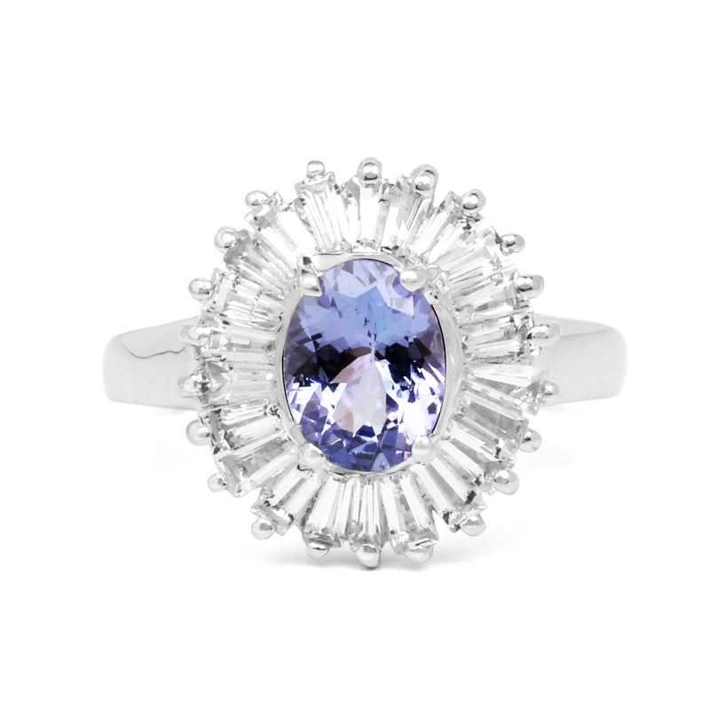 Bids.com 2.47 Carat Genuine Tanzanite and White Topaz .925 Sterling Silver Ring Rings White Smoke size 6.00,size 7.00,size 8.00,size 9.00,size 5.00,size 10.00