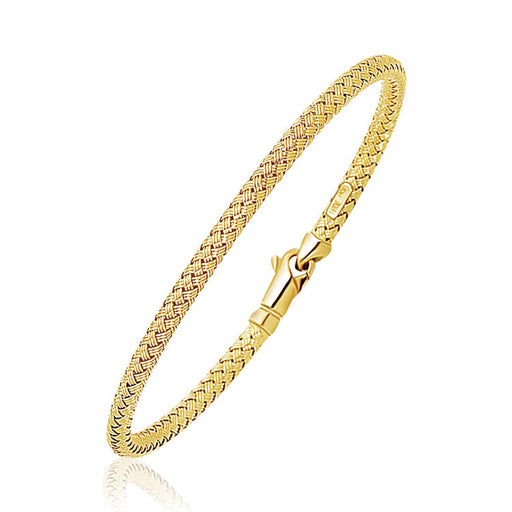 Bids.com Fancy Weave Bangle in 14k Yellow Gold (3.0mm) Bracelets White Smoke 7.25 / Yellow Gold