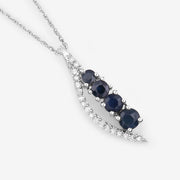Bids.com 0.40 Carat Genuine Blue Sapphire and White Diamond 14K White Gold Pendant Pendants White Smoke