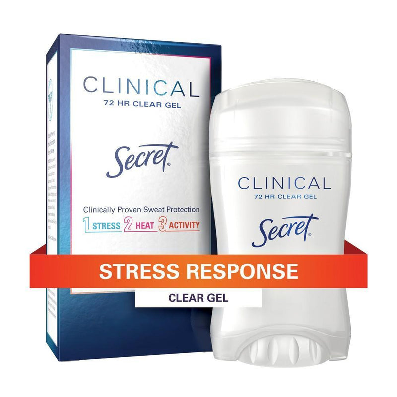 Secret Secret Clinical Strength Antiperspirant & Deodorant Clear Gel - Stress Response - 1.6oz Deodorant White Smoke