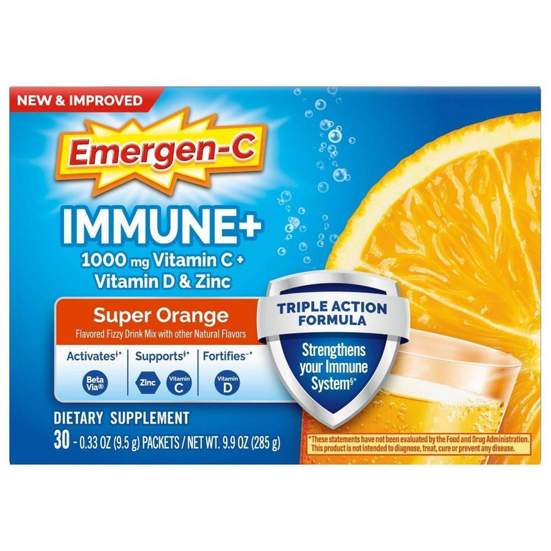 Emergen-C Emergen-C Vitamin C Fizzy Drink Mix, Super Orange – 1000mg – 30 Count Vitamins & Supplements Orange
