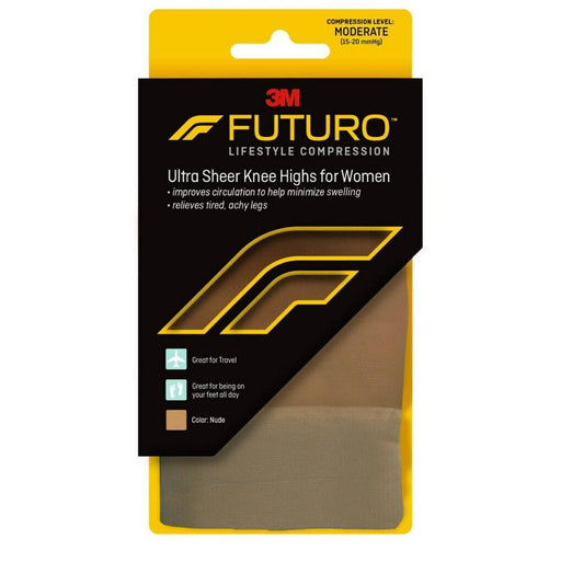 Futuro Futuro TheOnlineDrugstore: Revitalizing Ultra Sheer Knee Highs For Women Medium Nude Moderate Compression - 1 Pair Health & Beauty Black