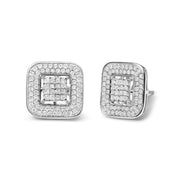 Bids.com 10K White Gold 1.0 Cttw Round and Princess Cut Diamond Composite Open Halo Stud Earrings (H-I Color, SI1-SI2 Clarity) Earrings Gray White.Gold / 0.96