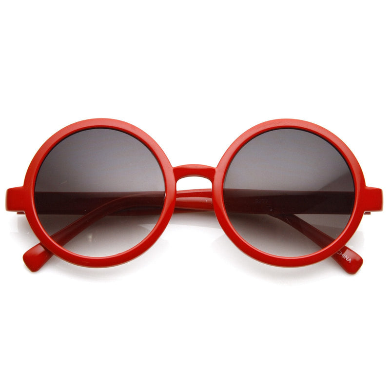 zeroUV 1980's Retro Round Sunglasses Fashion Sunglasses 8754 Sunglasses White Smoke Red