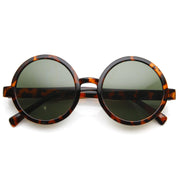 zeroUV 1980's Retro Round Sunglasses Fashion Sunglasses 8754 Sunglasses White Smoke Tortoise Green
