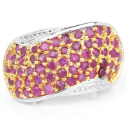 Bids.com 2.49 Carat Genuine Ruby .925 Sterling Silver Ring Rings White Smoke size 7.00,size 9.00,size 6.00,size 8.00