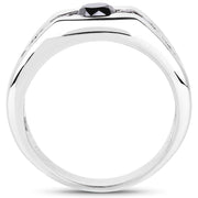 Bids.com 0.74 Carat Genuine Black Diamond .925 Sterling Silver Ring Rings White Smoke size 9.00,size 6.00,size 7.00,size 8.00