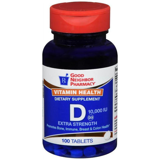 Silver Rod Pharmacy Silver Rod Pharmacy Good Neighbor Vitamin D 10000 IU Tablets 100ct Vitamins & Supplements Black