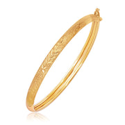 Bids.com 14k Yellow Gold Diamond Cut Motif Dome Style Children's Bangle Bracelets White Smoke 5.5 / Yellow Gold