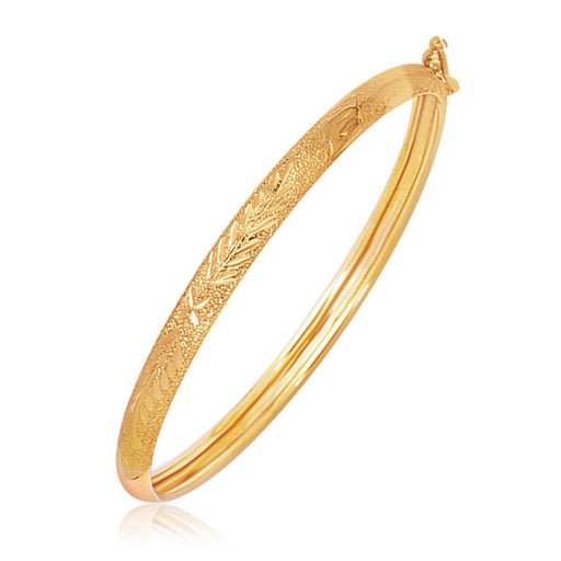 Bids.com 14k Yellow Gold Diamond Cut Motif Dome Style Children's Bangle Bracelets White Smoke 5.5 / Yellow Gold