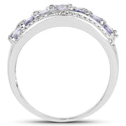 Bids.com 1.44 Carat Genuine Tanzanite & White Topaz .925 Sterling Silver Ring Rings White Smoke size 6.00,size 7.00,size 8.00,size 9.00,size 5.00