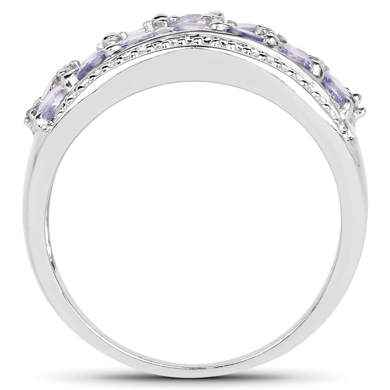 Bids.com 1.44 Carat Genuine Tanzanite & White Topaz .925 Sterling Silver Ring Rings White Smoke size 6.00,size 7.00,size 8.00,size 9.00,size 5.00