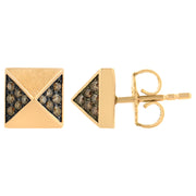 Bids.com 14K Rose Gold 1/4 Cttw Brown Diamond Pyramid Stud Earring (Brown Color, SI1-SI2 Clarity) Earrings White Smoke Rose.Gold / 0.28