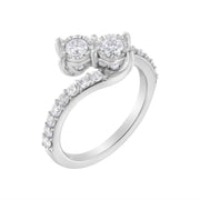 Bids.com 10K White Gold Two-Stone Miracle-Set Diamond Bypass Ring (1 Cttw, H-I Color, I1-I2 Clarity) - Size 6 Rings White Smoke 7 / White.Gold,8 / White.Gold,7.5 / White.Gold,6.5 / White.Gold,6 / White.Gold