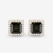 Bids.com 1.55 Carat Genuine Green Tourmaline and White Diamond 14K Yellow Gold Earrings Earrings White Smoke