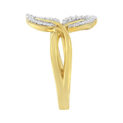 Bids.com 10K Yellow Gold 3/8 Cttw Round and Baguette-Cut Diamond Leaf Cocktail Ring - Size 7 (I-J Color, I1-I2 Clarity) Rings White Smoke 9 / Yellow.Gold,8 / Yellow.Gold,6 / Yellow.Gold,7 / Yellow.Gold