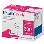 Owen Mumford Unistik Touch Flow Safety Lancets 1.5Mm x 30G 100Ct Lancing Devices White Smoke