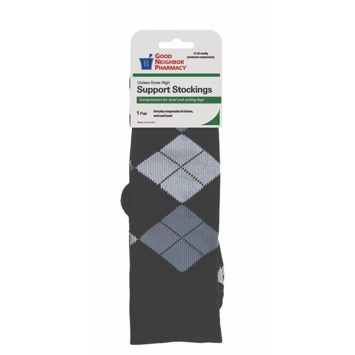 GNP GNP Support Socks 15-20mmHg Compression Unisex Knee High Gray Argyle - Small Plumbing Fittings & Supports Dark Slate Gray