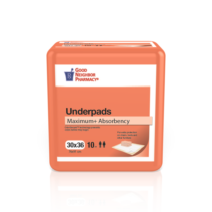 0 Good Neighbor Pharmacy Underpads Maximum Absorbency 30x36in 10ct Coral