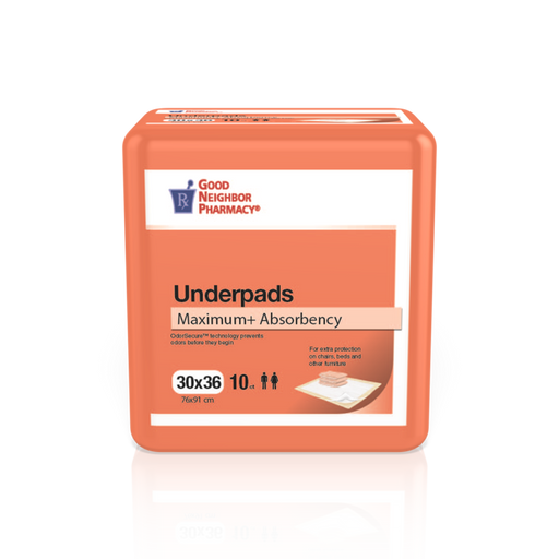 0 Good Neighbor Pharmacy Underpads Maximum Absorbency 30x36in 10ct Coral