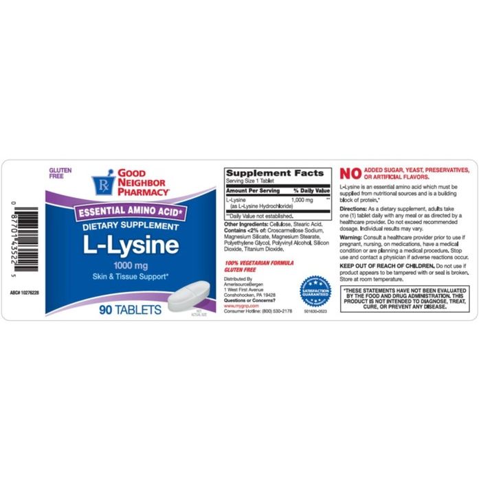 0 Good Neighbor Pharmacy L-Lysine 1000mg Tablets 90ct White Smoke