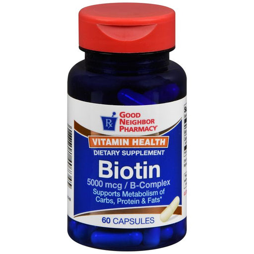 Good Neighbor Pharmacy Good Neighbor Pharmacy GNP Biotin 5000 Mcg 60 Caps Vitamins & Supplements Black