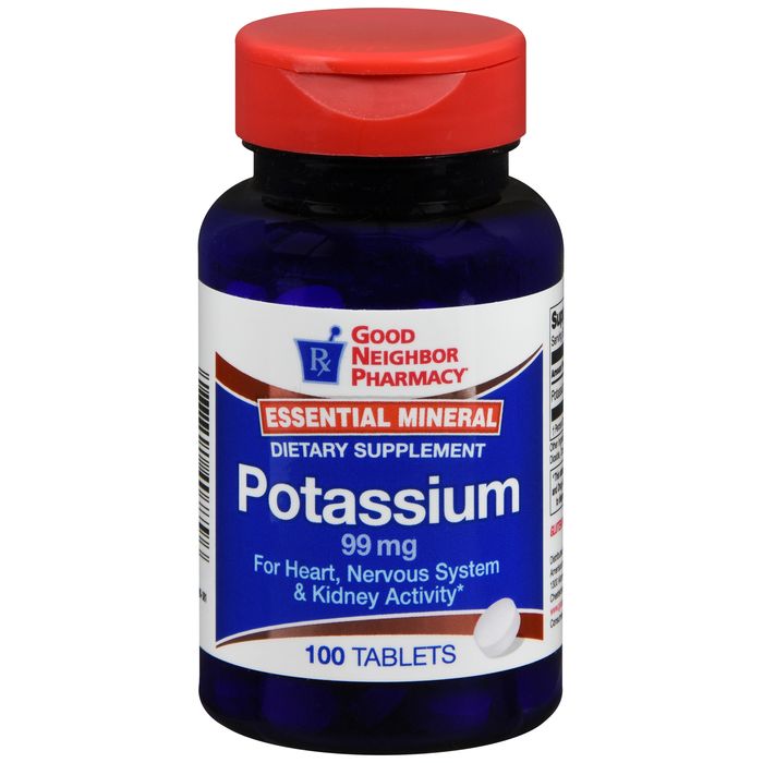 0 Good Neighbor Pharmacy Potassium 99mg Tablets 100ct Folder Tabs Black