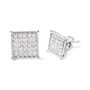 Bids.com 10K White Gold 3/4 Cttw Princess Diamond Composite Stud Earrings (I-J Color, I1-I2 Clarity) Earrings White Smoke White.Gold / 0.75