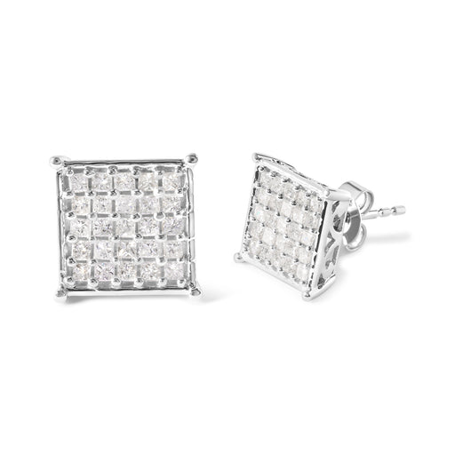 Bids.com 10K White Gold 3/4 Cttw Princess Diamond Composite Stud Earrings (I-J Color, I1-I2 Clarity) Earrings White Smoke White.Gold / 0.75