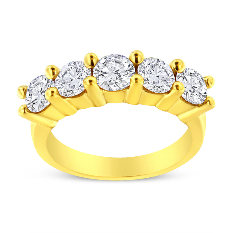 Bids.com 14K Yellow Gold Plated .925 Sterling Silver 2.0 Cttw Shared Prong Set Diamond 5 Stone Wedding Band Ring (J-K Color, I1-I2 Clarity) - Size 7 Rings White Smoke 7 / Yellow.Sterling Silver,8 / Yellow.Sterling Silver,6 / Yellow.Sterling Silver,9 / Yellow.Sterling Silver