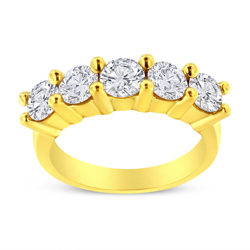 Bids.com 14K Yellow Gold Plated .925 Sterling Silver 2.0 Cttw Shared Prong Set Diamond 5 Stone Wedding Band Ring (J-K Color, I1-I2 Clarity) - Size 7 Rings White Smoke 7 / Yellow.Sterling Silver,8 / Yellow.Sterling Silver,6 / Yellow.Sterling Silver,9 / Yellow.Sterling Silver