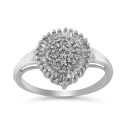Bids.com 10K White Gold 1/2 Cttw Round & Baguette Cut Diamond Pear Shaped Domed PavÃ© Cluster with Halo Cocktail Ring (H-I Color, SI1-SI2 Clarity) - Size 5 Rings White Smoke 8 / White.Gold,6.5 / White.Gold,7.5 / White.Gold,7 / White.Gold,9 / White.Gold,8.75 / White.Gold,7.25 / White.Gold,6 / White.Gold,5 / White.Gold