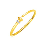 Bids.com 14k Yellow Gold Hinged Bangle Bracelet with Diamonds Bracelets White Smoke Yellow Gold