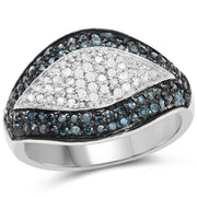 Bids.com 0.50 Carat Genuine Blue Diamond and White Diamond .925 Sterling Silver Ring Rings White Smoke size 6.00,size 7.00,size 8.00,size 9.00,size 5.00