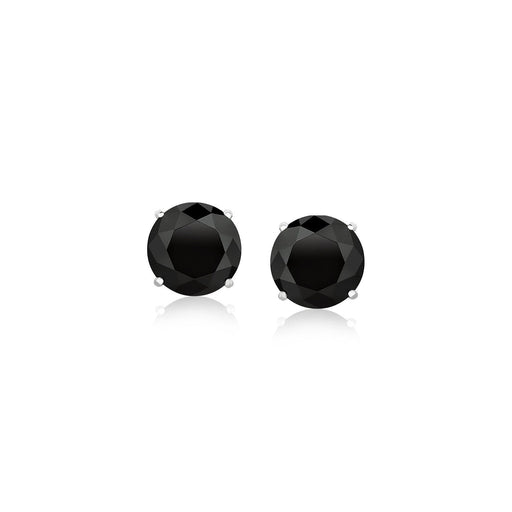 Bids.com 14k White Gold Stud Earrings with Black Faceted Cubic Zirconia(6mm) Earrings White Smoke White Gold