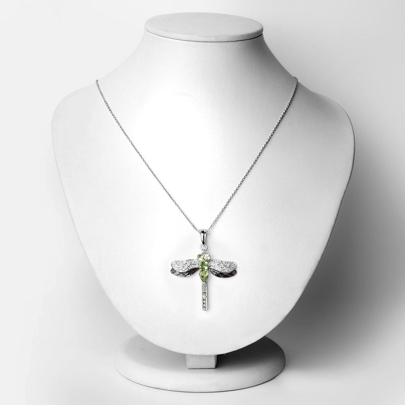 Bids.com 1.98 Carat Genuine Peridot and White Topaz .925 Sterling Silver Pendant Pendants White Smoke size 18.00