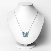 Bids.com 5.54 Carat Genuine Swiss Blue Topaz .925 Sterling Silver Necklace Necklaces White Smoke