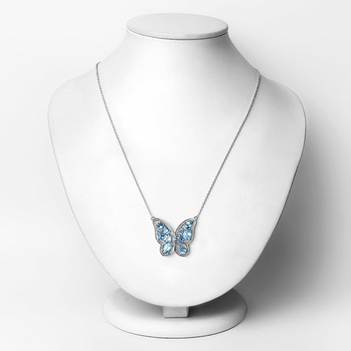 Bids.com 5.54 Carat Genuine Swiss Blue Topaz .925 Sterling Silver Necklace Necklaces White Smoke