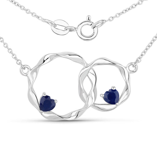 Bids.com 0.70 Carat Genuine Blue Sapphire .925 Sterling Silver Pendant Pendants White Smoke size 18.00