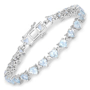 Bids.com 7.71 Carat Genuine Aquamarine and White Diamond .925 Sterling Silver Bracelet Bracelets White Smoke size 7.25