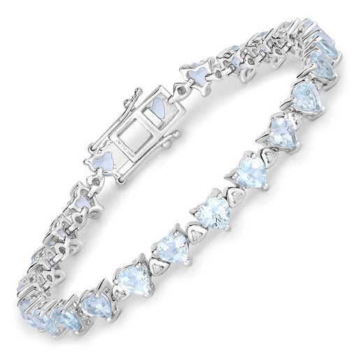 Bids.com 7.71 Carat Genuine Aquamarine and White Diamond .925 Sterling Silver Bracelet Bracelets White Smoke size 7.25