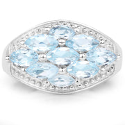 Bids.com 2.50 Carat Genuine  Blue Topaz .925 Sterling Silver Ring Rings White Smoke size 6.00,size 7.00,size 8.00,size 5.00,size 9.00