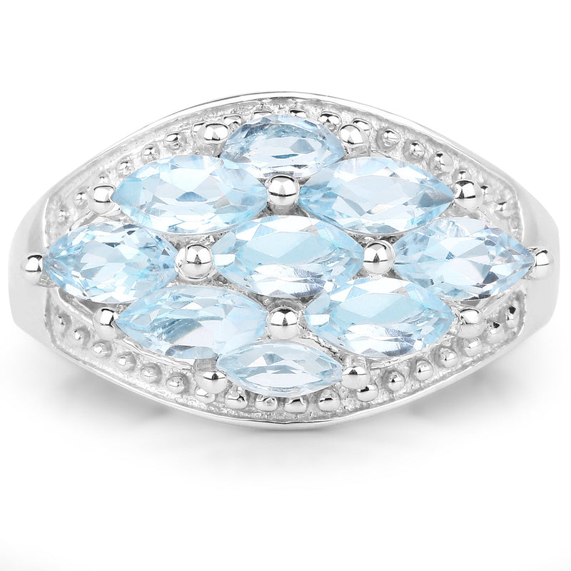 Bids.com 2.50 Carat Genuine  Blue Topaz .925 Sterling Silver Ring Rings White Smoke size 6.00,size 7.00,size 8.00,size 5.00,size 9.00