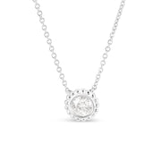 Bids.com 10K White Gold 1/2 Cttw Bezel Set Round Diamond Sunflower Finish 18" Pendant Necklace (I-J Color, I1-I2 Clarity) Necklaces White Smoke White.Gold / 18