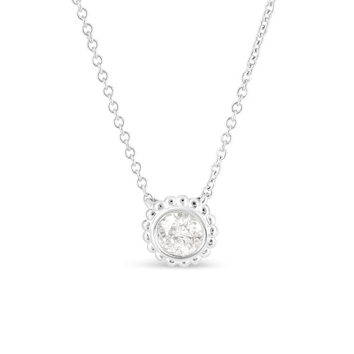 Bids.com 10K White Gold 1/2 Cttw Bezel Set Round Diamond Sunflower Finish 18" Pendant Necklace (I-J Color, I1-I2 Clarity) Necklaces White Smoke White.Gold / 18