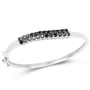 Bids.com 3.53 Carat Genuine Black Diamond .925 Sterling Silver Bangle Bracelets White Smoke size 7.50