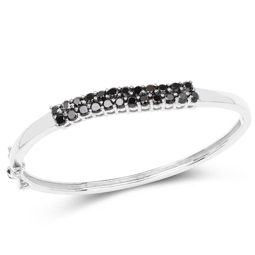 Bids.com 3.53 Carat Genuine Black Diamond .925 Sterling Silver Bangle Bracelets White Smoke size 7.50