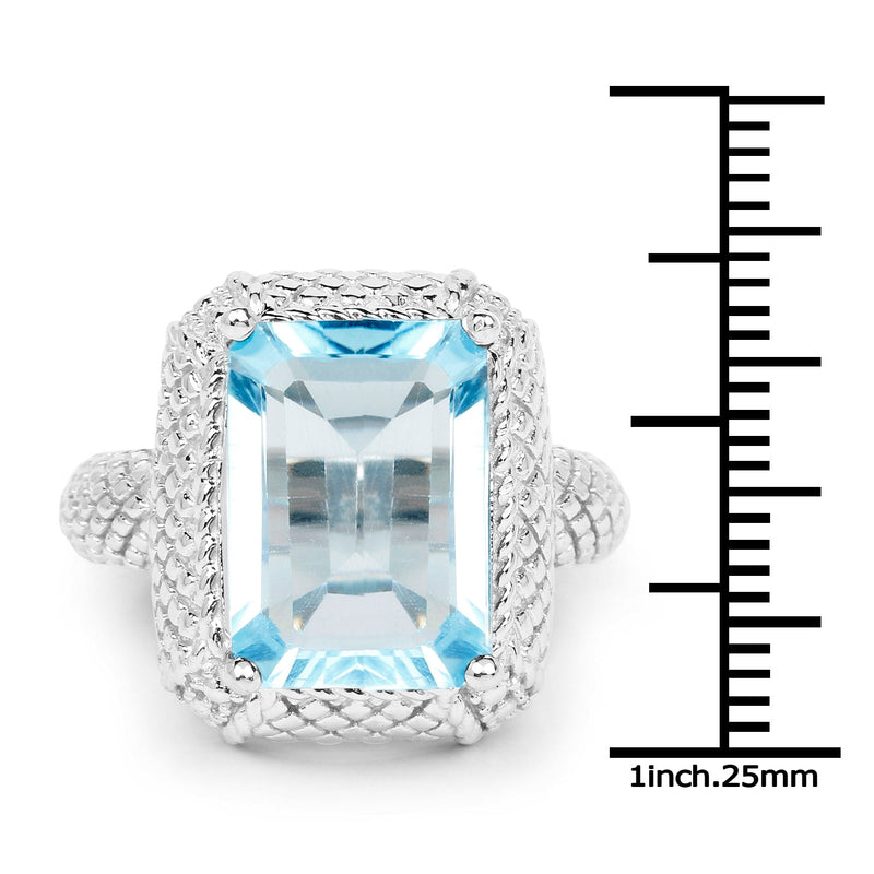 Bids.com 9.25 Carat Genuine Blue Topaz .925 Sterling Silver Ring Rings White Smoke size 6.00,size 7.00,size 8.00,size 9.00