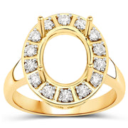 Bids.com 0.42 Carat Genuine White Diamond 14K Yellow Gold Semi Mount Ring - holds 11x9mm Oval Gemstone Rings White Smoke size 7.00,size 6.00,size 8.00