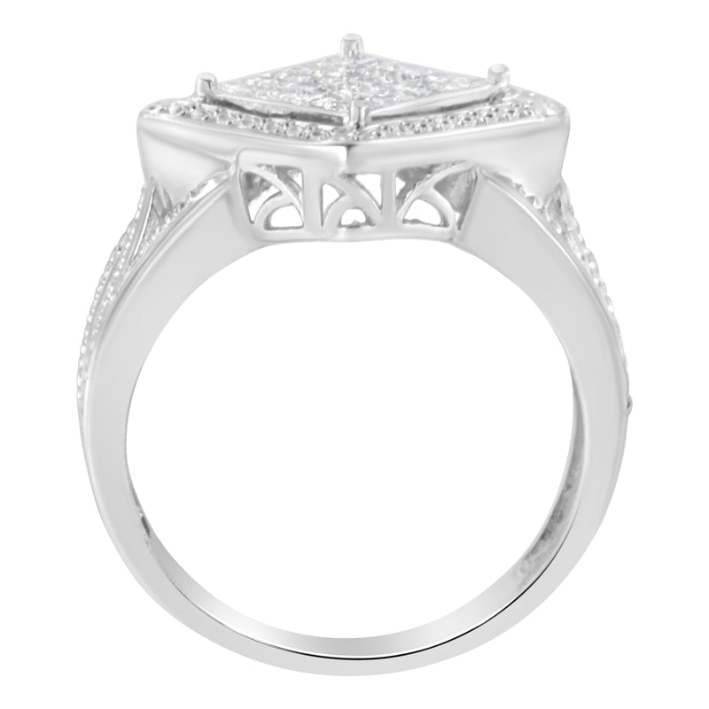 Bids.com .925 Sterling Silver 2/5 Cttw Princess Cut Diamond Square On Point Cluster Composite Cocktail Ring (H-I Color, SI1-SI2 Clarity) - Size 6 Rings White Smoke 8 / White.Sterling Silver,7.5 / White.Sterling Silver,6 / White.Sterling Silver,7.25 / White.Sterling Silver,7 / White.Sterling Silver,6.5 / White.Sterling Silver